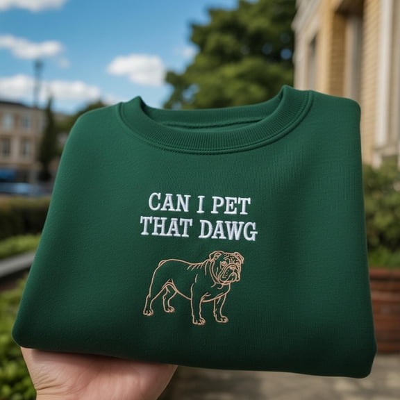 Embroidered Can I Pet That Dawg Sweatshirt, Dog Lover Shirt, UGA Tee, Bulldog Shirt, Game Day Dawg, Football Season, Sarcastic Dog Mom Shirt