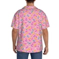 thumbnail image 5 of Naloa Pink Donut Men's Loose Fit Cuban Collar Short-Sleeve Shirt with Button-down and Chest Pocket for Everyday Wear Outings - 3X-Large, 5 of 7