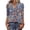 Blue, variant on Boho Print Blouse for Women, V-Neck 3/4 Sleeve Tunic Top with Button Detail - Loose Fit Bohemian Casual Shirt for Fall & Winter Blue L