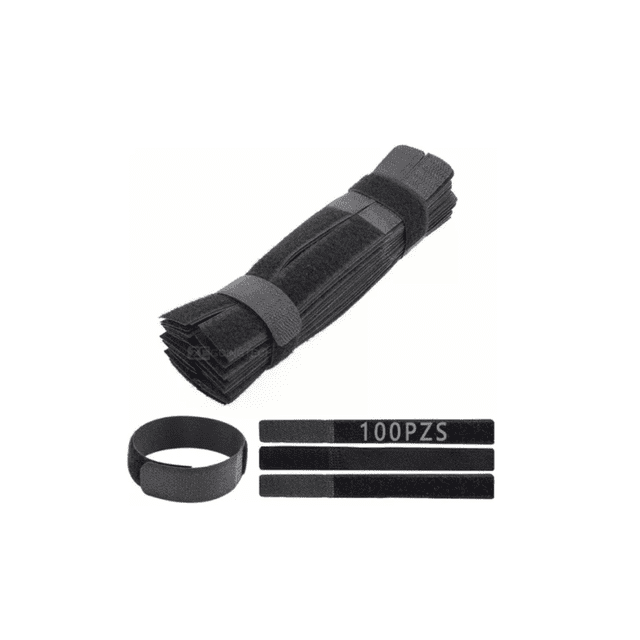 Cincho Suja Cables, Brida Con Velcro Reutlizable 100 Pzs