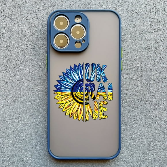 Ukraine Map Flag Love Heart Pattern Phone Case For iphone 15 14 11 12 13 Pro Max Mini X XS XR 7 8 Plus SE2 Blue Shockproof Cover blue Ukraine 2 for iphone 12pro