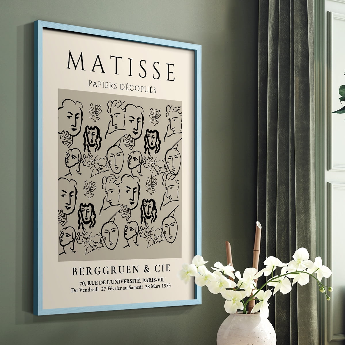Matisse CLXVI Framed Print in Blue Solid Wood 8 x 10 Framed Print