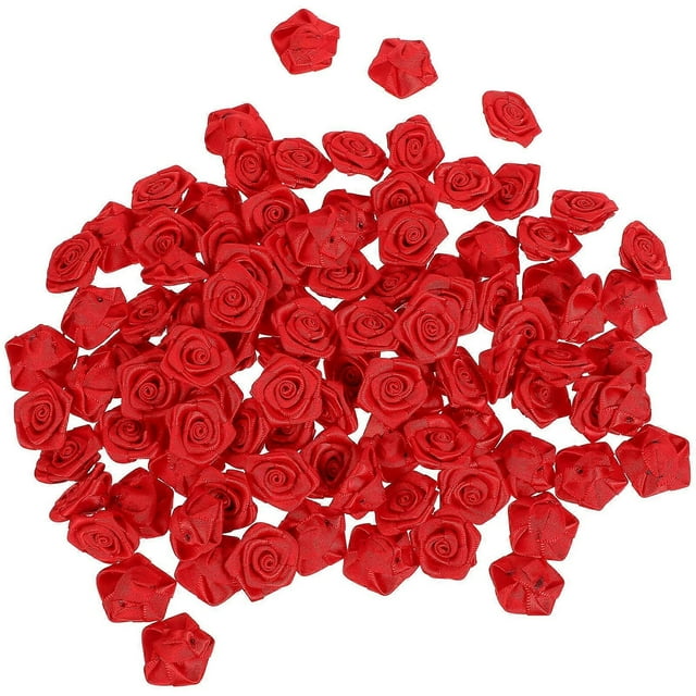 Craft Embellishments 100 Pcs Embroidered Ornament DIY Accessories Red Color 0.9x2.1cm for Fashion Design