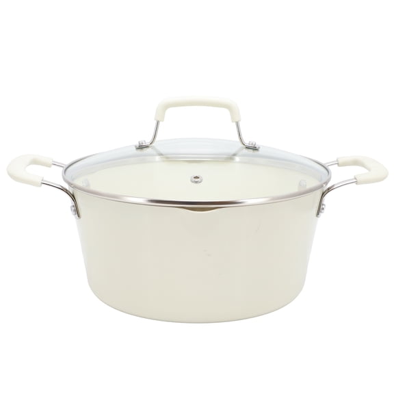 Martha Stewart Everyday Heathland 4.4 Quart Aluminum Ceramic Nonstick Dutch Oven with Lid in Linen