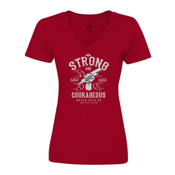 Inktastic Be Strong and Courageous Women's V-Neck T-Shirt