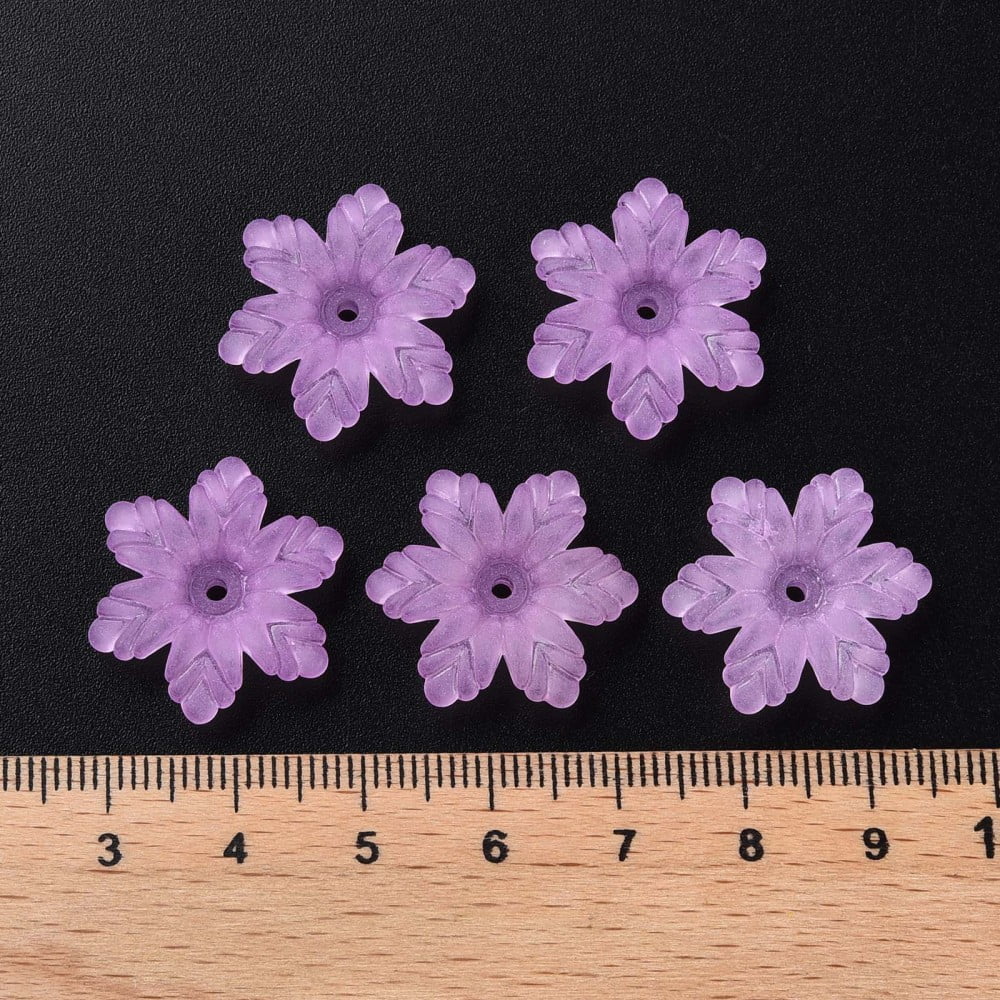 500g Transparent Acrylic Beads Frosted Flower Violet 21x19x5.5mm Hole: 1.6mm about 930pcs/500g