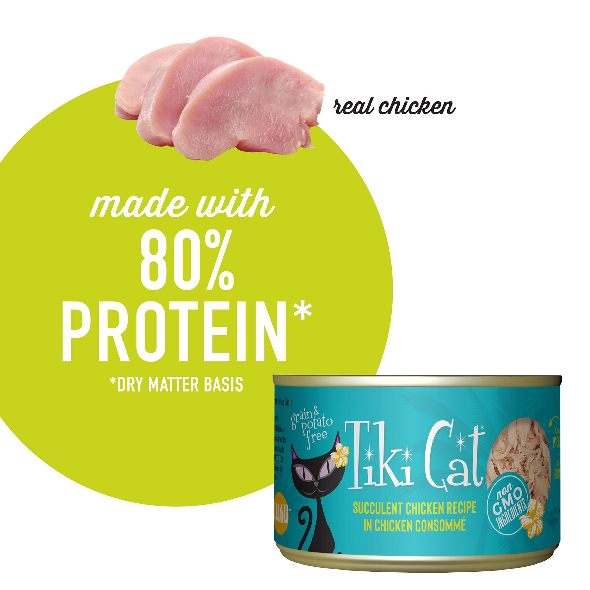 (12 pack) Tiki Cat Luau Wet Cat Food, Succulent Chicken, 6 oz. Can