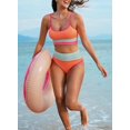 thumbnail image 4 of Women 2 Piece Bikini Set High Waisted Color Block Swimsuit 2025 Summer Beach Scrunch Ribbed Bathing Suit, 4 of 5