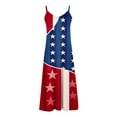 thumbnail image 4 of ibuvkizy Womens 4th of July Maxi Dresses Clearance Casual Independence Day Dress for Women Stars Graphic Sleeveless Dresses Trendy Red White Blue V Neck Summer Dresses for Women 2024 Red M, 4 of 5