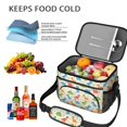 thumbnail image 5 of Dinosaur and Flower Beige Pattern Insulated Lunch Box for Women Men, Medium Leakproof Cooler Bag with Adjustable Strap, 10"x6.7"x8", 5 of 6