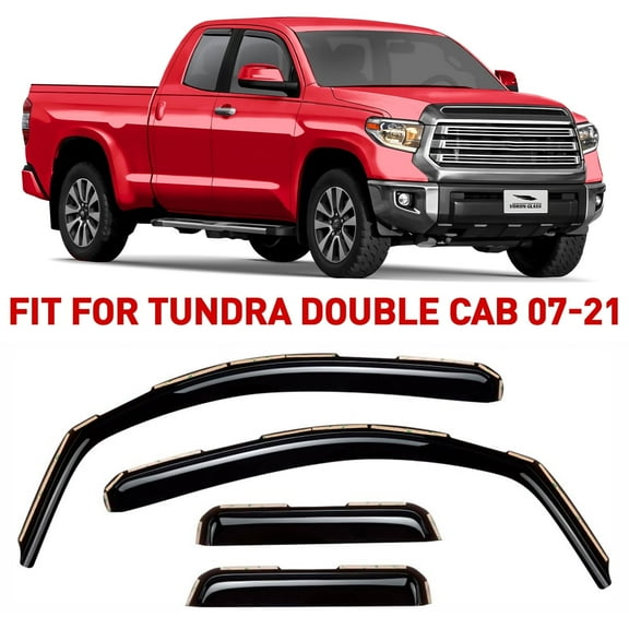 Voron Glass In-Channel Extra Durable Rain Guards for Trucks Toyota Tundra 2007-2021 Double Cab, Window Deflectors, Vent Window Visors, 4 Pieces - 230082