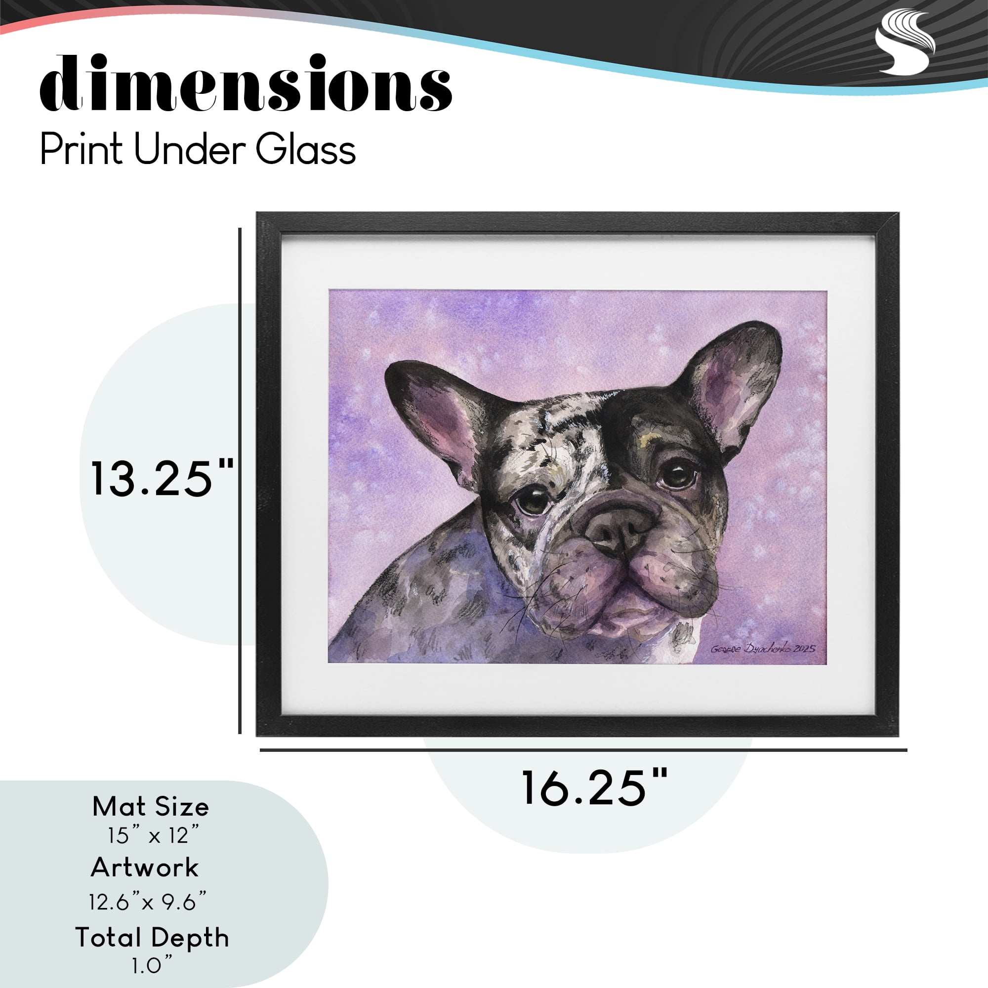 Stupell Industries Harlequin French Bulldog Black Framed Print Under Glass, design by George Dyachenko