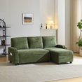 thumbnail image 2 of Ktaxon Convertible Sectional Sofa Bed, L‑Shaped Sleeper Couch with Storage Chaise, USB Port & Cup Holders, for Living Room Apartment Small Space Corduroy, Green, 2 of 7