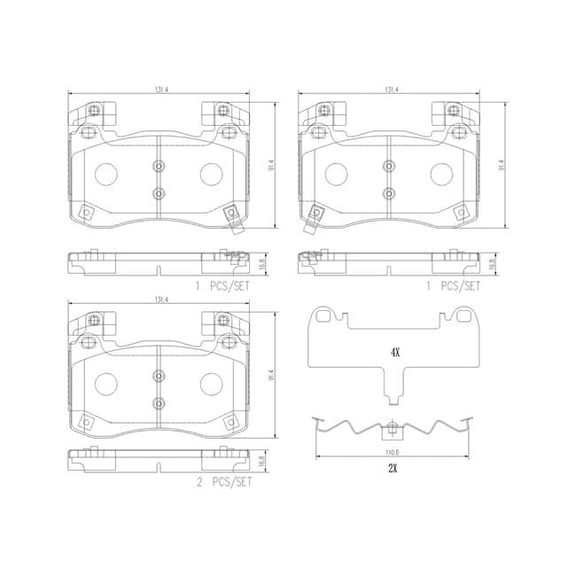 Brembo P30113N Front NAO Brake Pad for 2018-2021 Genesis G70