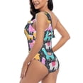 thumbnail image 4 of Sikiie Colorful Alpaca Print Women One Piece Swimsuits Tummy Control One Shoulder Bathing Suits Ruffle Swimwear, From S to XXL-Large, 4 of 6
