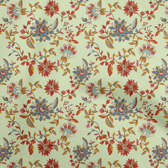 oneOone Cotton Poplin Lime Fabric Floral Sewing Fabric By The Yard Printed Diy Clothing Sewing Supplies 42 Inch Wide