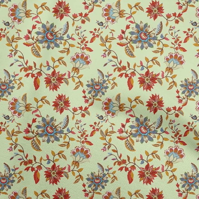 oneOone Tissu Polyester Spandex Lime Matériel de Robe Florale Tissu Imprimé Tissu au Mètre 56 Pouces de Large