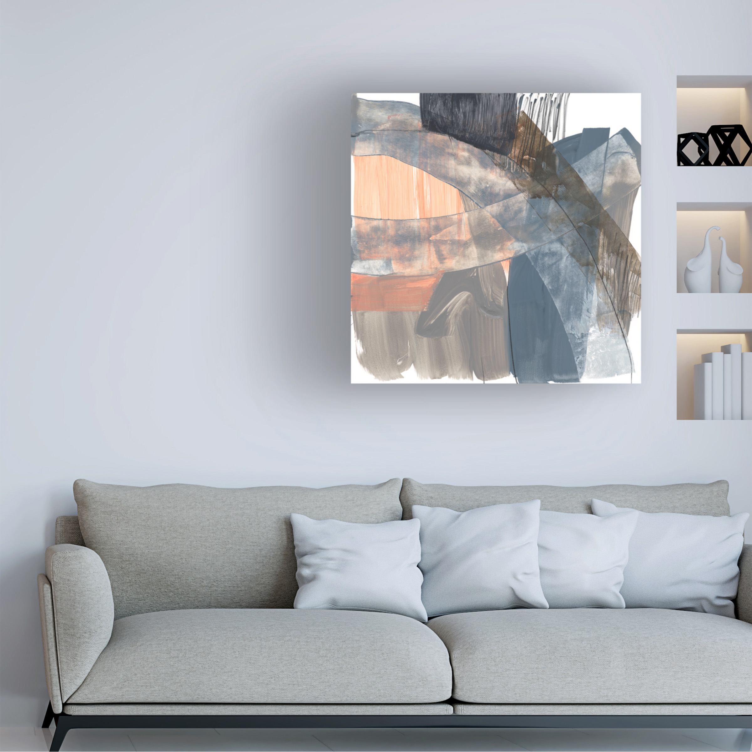 Jennifer Goldberger 'Neutrals & Coral I' Canvas Art