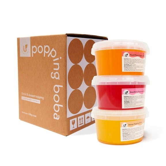 Hojalicious - Popping Boba Variety Set: Mango, Strawberry, Peach (Pack of 3, 500g)
