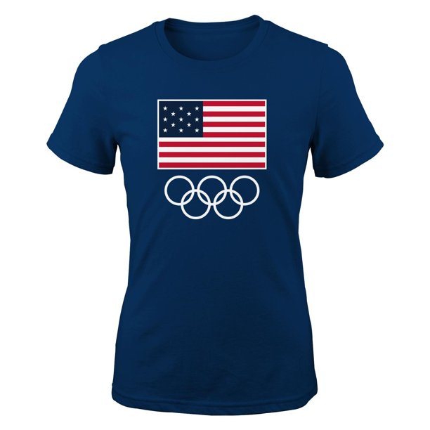 Team USA Olympic Games "Flag & Ring" Navy Women's Tshirt