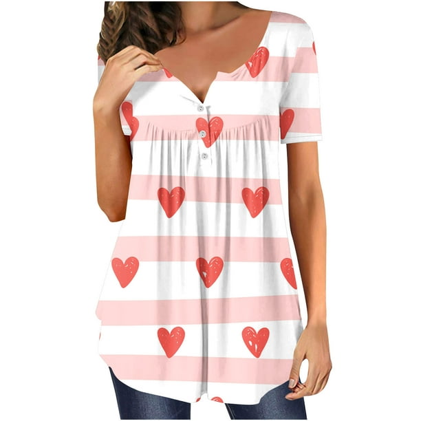 Kayannuo Valentine's Day T Shirts for Women Clearance Love Heart