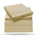 thumbnail image 5 of Leluxe Home 3-Piece Traditional Beige Solid Print Twin Bed Sheets, 5 of 9