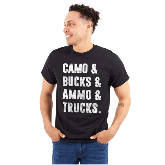 Camo Bucks Trucks Cute Hunter Son Men's Big & Tall Crewneck Graphic Tee Brisco Brands 2X