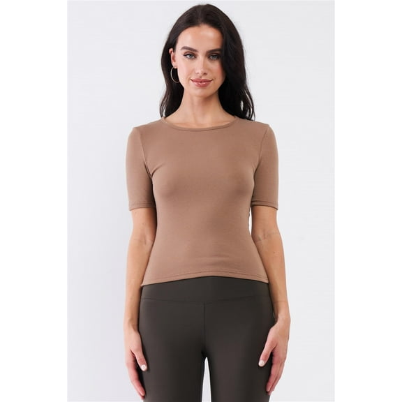 Light Ribbed Crew Neck Short Sleeve Basic Tee S