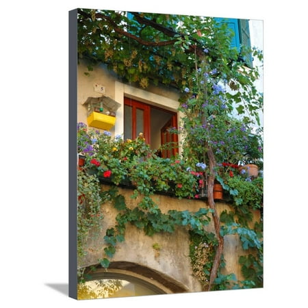 Grape Arbor Stained Glass Grape Arbor and Flowers, Lake Garda, Malcesine, Italy Stretched Canvas Print Wall Art By Lisa S. Engelbrecht ()