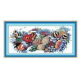 thumbnail image 2 of Cross Stitch Stamped Kits Pre-Printed ing Starter Patterns for Beginner Adults, Embroidery Needlepoint Kits - Tropical Fishes 61x28cm 11CT, 2 of 10