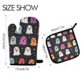 thumbnail image 2 of Yayeee Oven Mitts and Pot Holder Set of 4 Heat Resistant Kitchen Gloves Baking Hot Pad, Colorful Halloween Ghost, 2 of 5