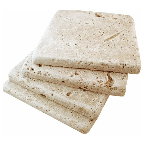 Walnut 4x4 Tumbled Travertine Floor Backsplash 9 Piece Pack