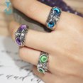 thumbnail image 2 of Bagues Hibou Design Charmant Mode 10 Couleurs Yeux Multicolores Argenté pour Femmes Hommes Punk Gothique Bague Ouverte Réglable Bijou de Fête Rouge Réglable, 2 of 6