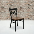 thumbnail image 2 of Flash Furniture HERCULES Series Black ''X'' Back Metal Restaurant Chair - Cherry Wood Seat, 2 of 7