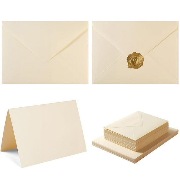 Envelopes Toperd, paquete de 50 tarjetas y pegatinas, color crema, tamaño A6, 10 x 15 cm