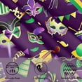 thumbnail image 3 of Mardi Gras Tablecloth Round 60 Inch Carnival Fleur De Lis Mask Table Cloth Circular Purple Table Cover Washable Wipeable Reusable Polyester Tabletop for Dining Kitchen Holiday Party Decor, 3 of 7