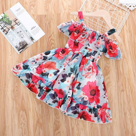 

QISIWOLE Toddler Kids Baby Girls Summer Sling Chiffon Skirt Princess Dress Sling Dress Deals