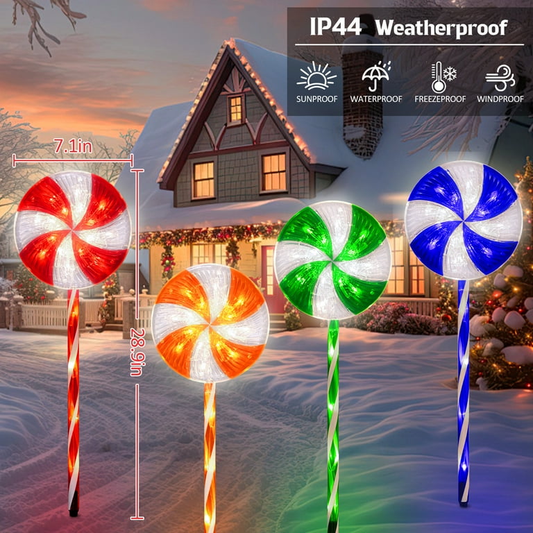 Ktinnead 8 Pack Christmas Solar Pathway Lights, 27