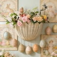 thumbnail image 3 of Scallop Edge Woven Wall Basket Decorative Wall Mounted Storage Basket Handmade Rattan Hanging Planter for Entryway Keys, Bathroom Towels, Living Room Sundries & Farmhouse Home Decor Use, 3 of 7