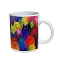 thumbnail image 1 of KuzmarK Coffee Cup Mug Pearl Iridescent White - Very Colorful Two-Toned Silly Maine Coon Kitties Rainbow Background Art by Denise Every, 1 of 2