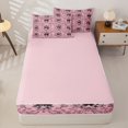 thumbnail image 4 of Homewish Dreamy Bow-Tie Zipper Twin Comforter Sets with Fitted Sheet and 2 Pillowcases For Girls,Black Pink Zipper Bedding Set,Pink Reversible,4-Piece, 4 of 7