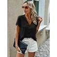thumbnail image 3 of Weardear Women Short Sleeve Tops Summer Western Chiffon Blouses Dressy Casual Work Pearl Shirts, 3 of 7