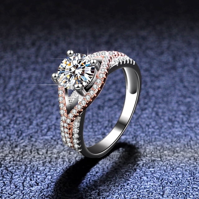 Anillo de diamantes Mosang para mujer, anillo de plata, oro, exagerado, dos colores, anillo de diamantes