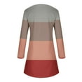 thumbnail image 4 of Robes d'Automne pour Femmes Col Rond Bloc de Couleur Robe à Manches Longues Décontractée Ample Tunique Évasée Mini Robes, 4 of 5