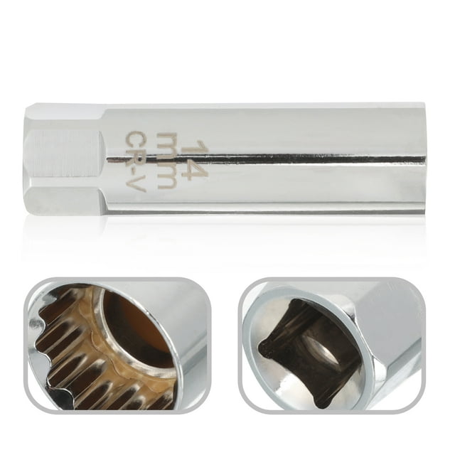 Spark Plug Socket with Inner Thread for Removal and Repair Made of ChromeVanadium Steel Silver 0.75 inch