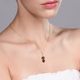 thumbnail image 2 of Gem Stone King 18K Yellow Gold Plated Silver Red Garnet Pendant Necklace for Women (3.14 Cttw, Gemstone January Birthstone, Oval Checkerboard 8x6MM, with 18 inch Chain), 2 of 3