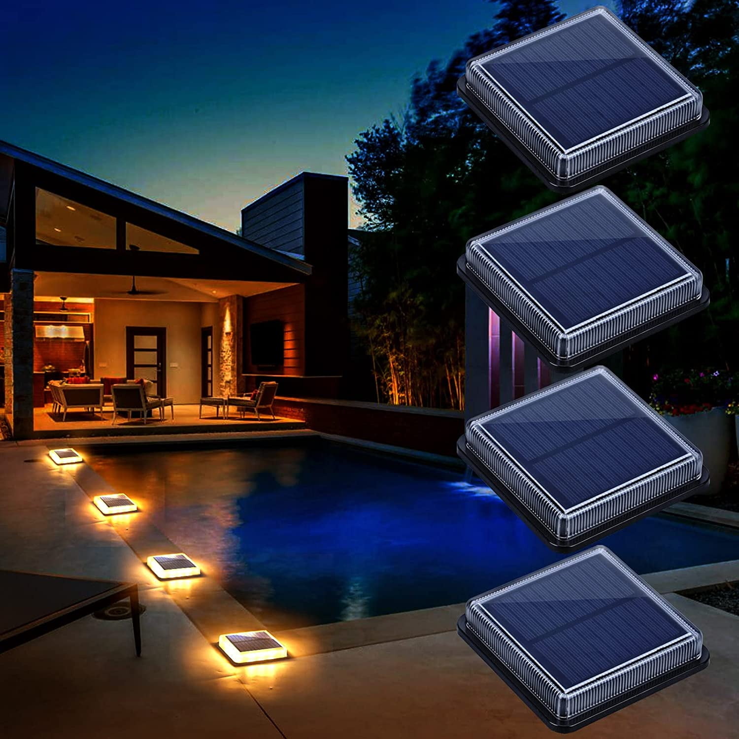 square solar decking lights