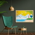 thumbnail image 2 of Graphic Beach Wall Art with Frame, Paper Cut Art Style Nautical Landscape Lighthouse Seagulls Mountain and Sea, Printed Fabric Poster for Bathroom Living Room, 35" x 23", Multicolor, by Ambesonne, 2 of 2