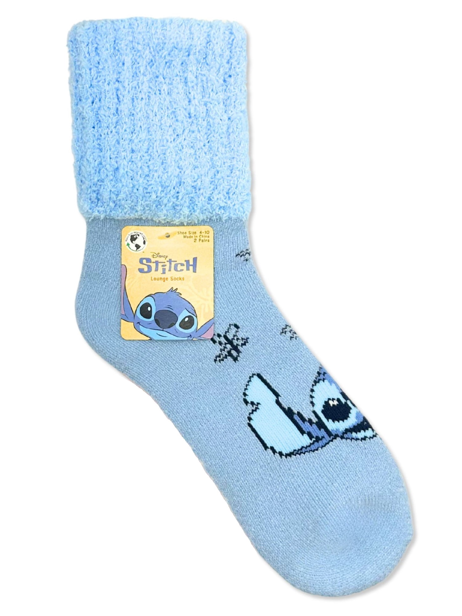 Disney Stitch Women's Cozy Crew Socks, 2-Pack, Shoe Sizes 4-10