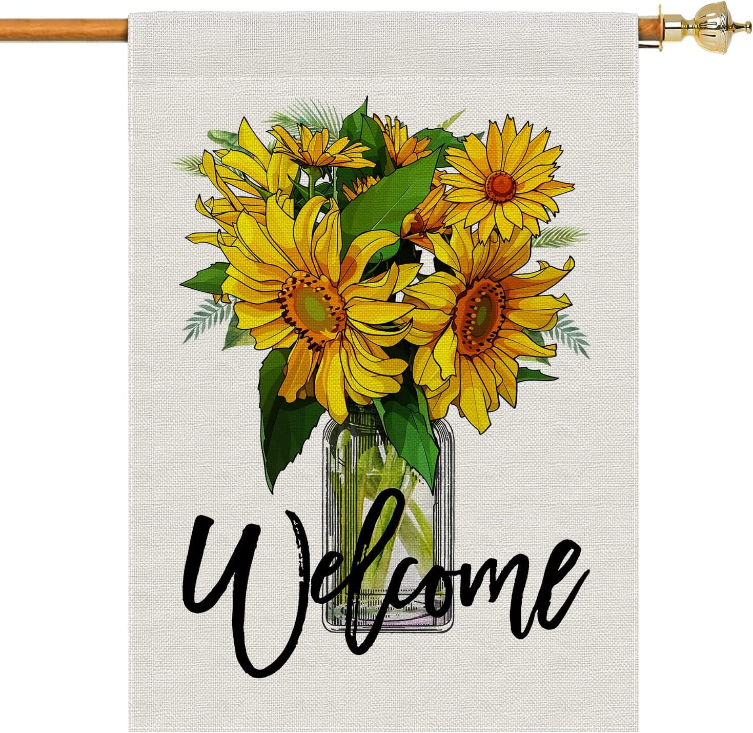 Thideape Sunflower Summer Houses Flag Double Sided 28 x 40 Outdoor